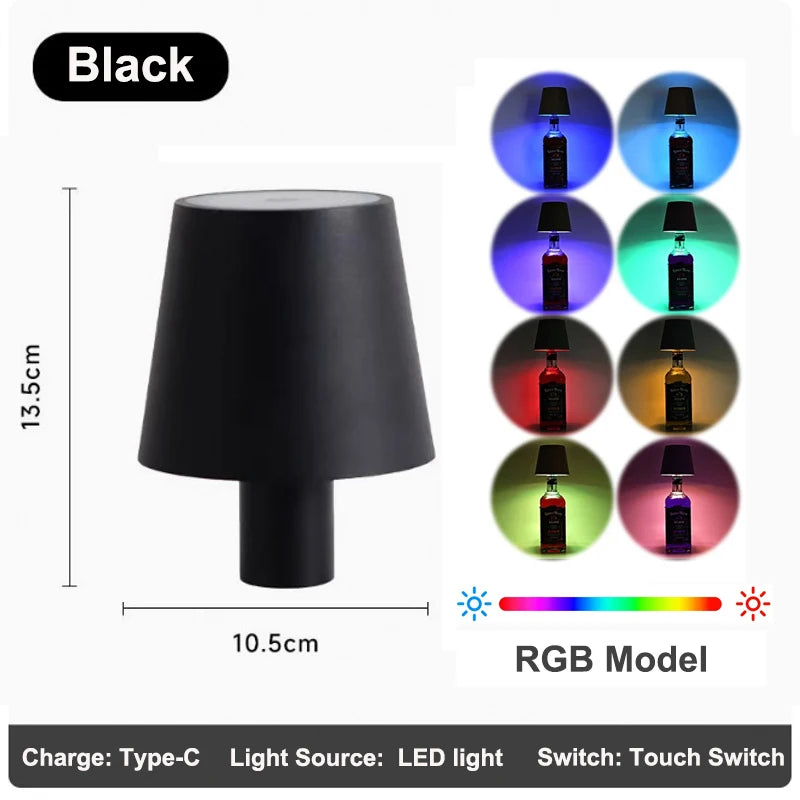 Wireless LED Wine Bottle Lamp – Touch Control for Outdoor Dining