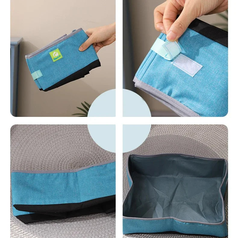 Foldable Cat Litter Box – Waterproof Oxford Cloth for Travel and Home