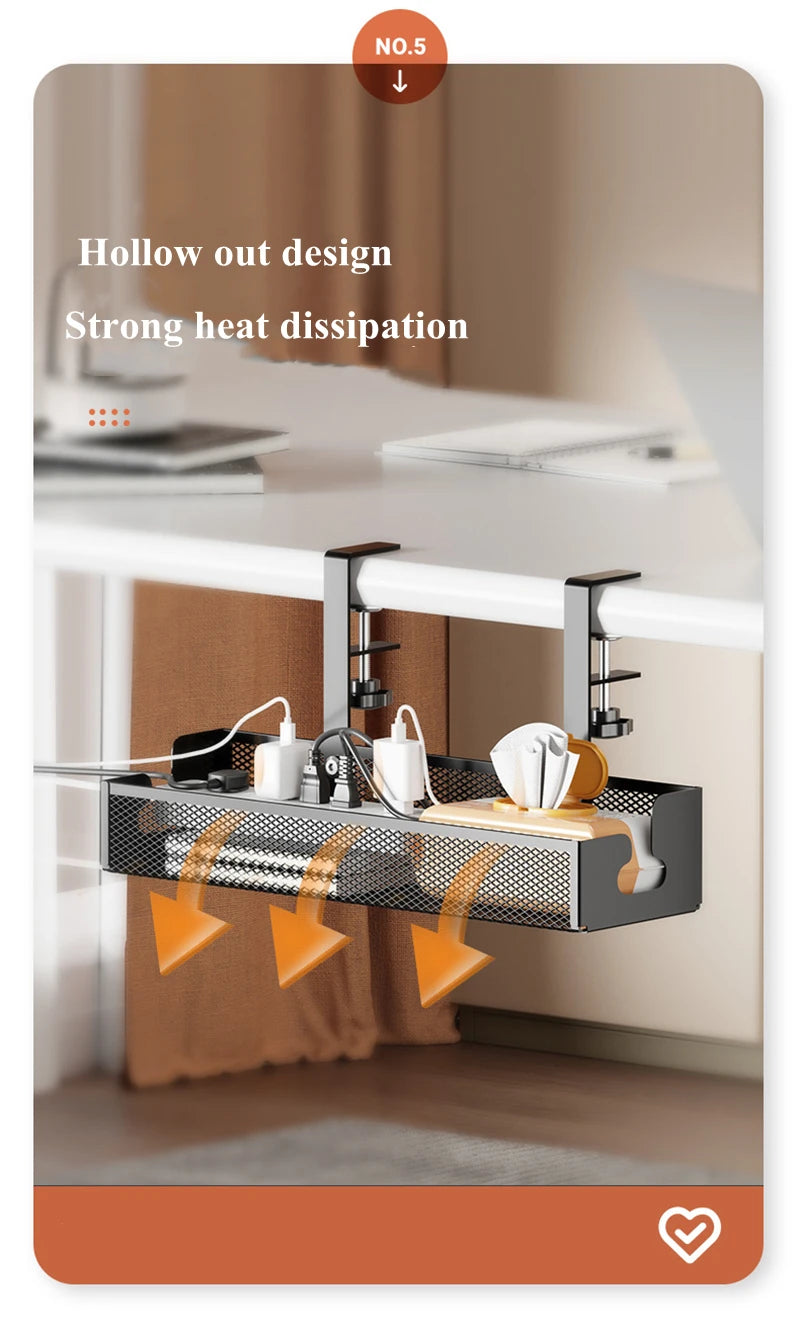 Extendable Metal Cable Tray – Clamp-On Cord Organizer for Office Desk