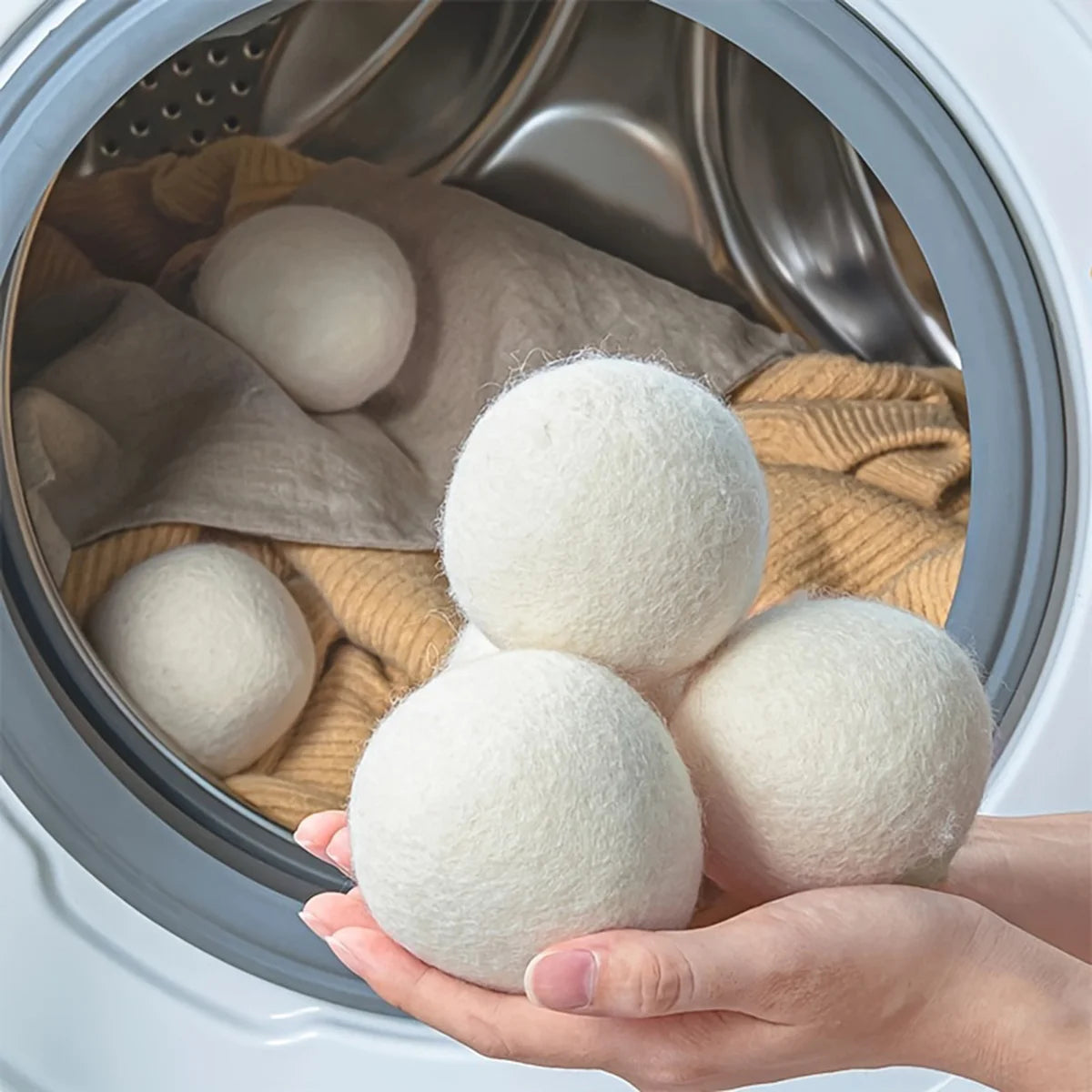 Reusable Wool Dryer Balls – Natural Fabric Softener for Laundry Wrinkle Reduction
