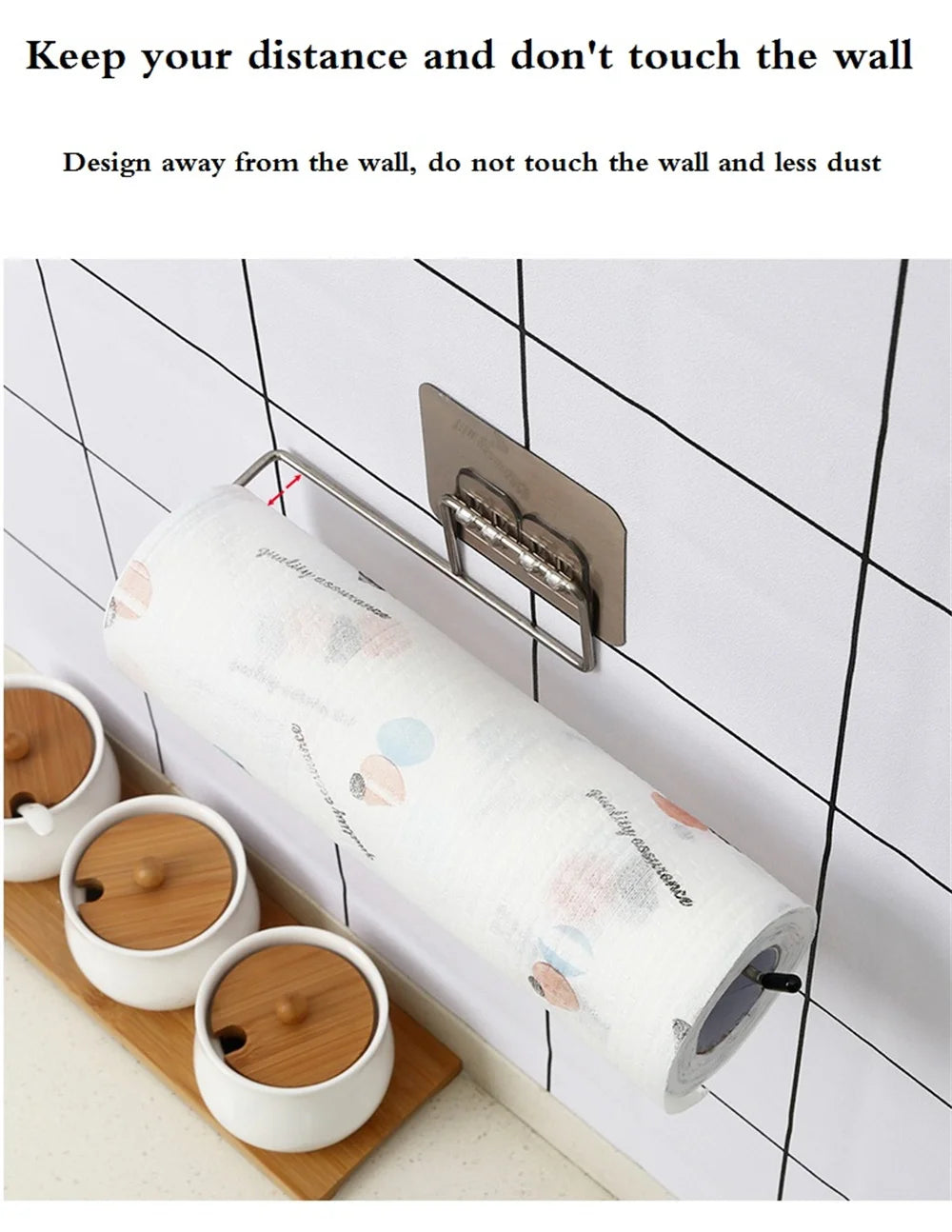 Adhesive Paper Towel Holder – Wall Mounted Rack for Kitchen Cabinet Storage