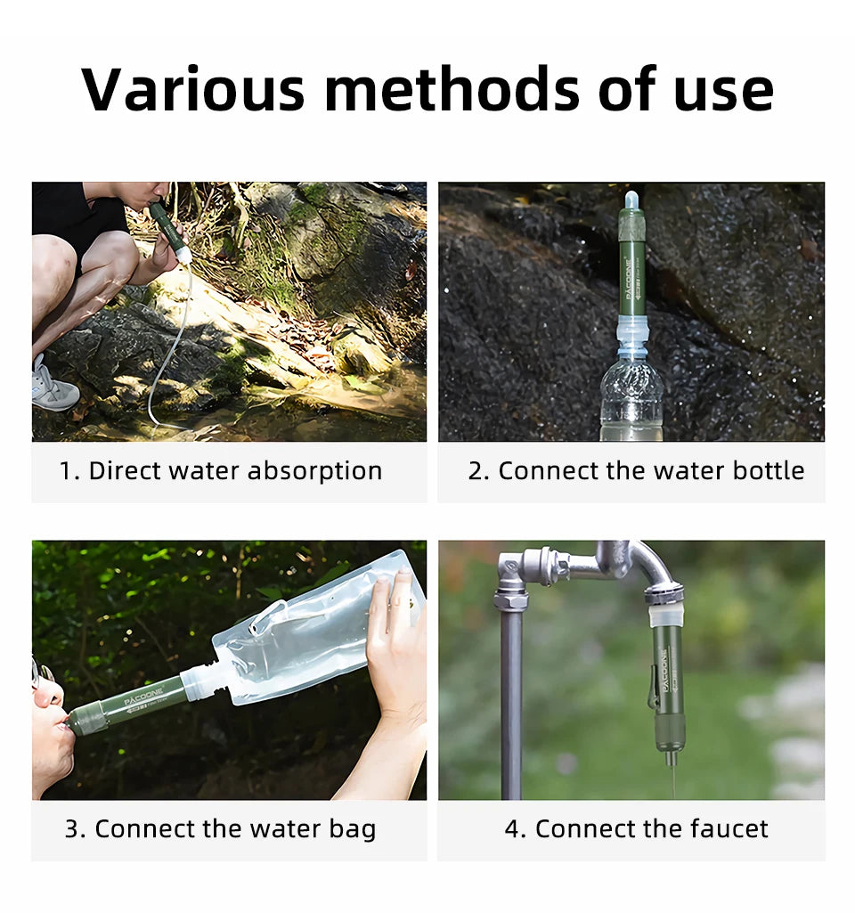 Portable Water Purification Straw – Carbon Fiber Filter for Outdoor Survival