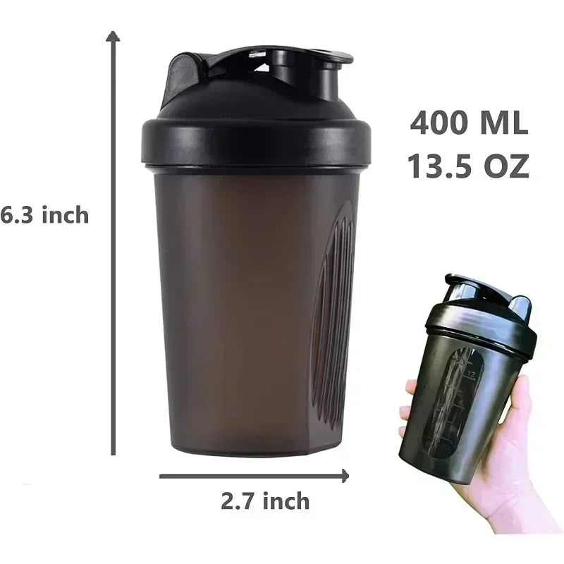 400ml Portable Plastic Shaker Bottle – Protein Mixer for Fitness Gym Sports