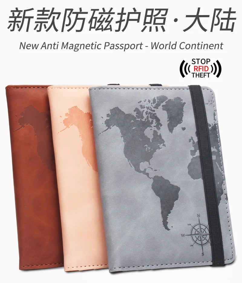 Personalized Passport Cover – RFID Blocking World Map Design for Travel