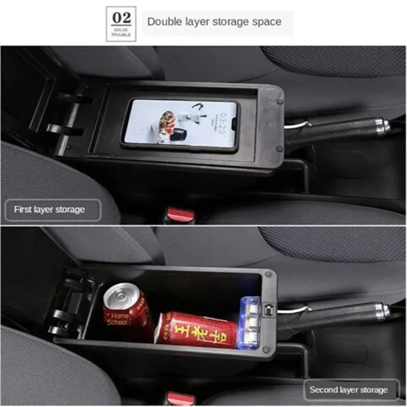 Center Console Armrest Box – Storage Organizer for Peugeot 208 and 2008