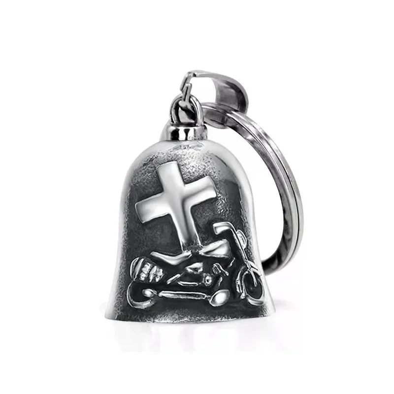 Vintage Jesus Cross Bell Pendant – Religious Biker Necklace for Men