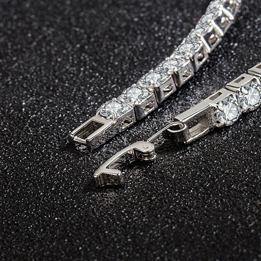 S925 Sterling Silver Tennis Bracelet – 4mm Zirconia for Wedding Jewelry