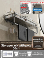 Aluminum Bathroom Shelf – Wall Mounted Storage Rack for Kitchen and Shower