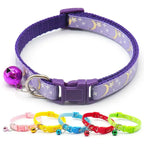 Adjustable Moon Star Dog Collar – Cute Bell Pet Necklace for Small Dogs and Cats