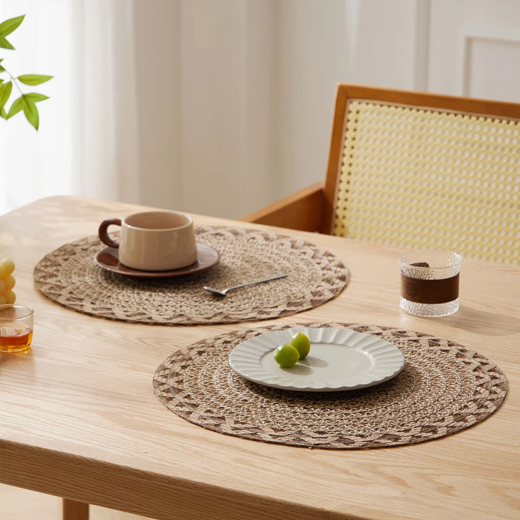 Natural Jute Woven Placemats – Rustic Boho Table Decor for Dining Room