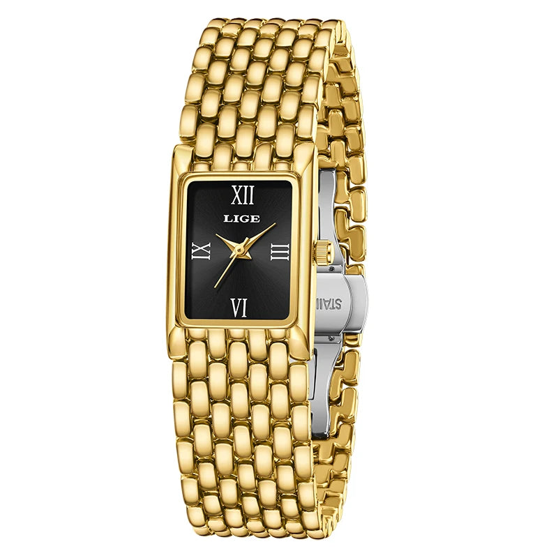 Square Stainless Steel Quartz Watch – Elegant Waterproof Accessory for Women