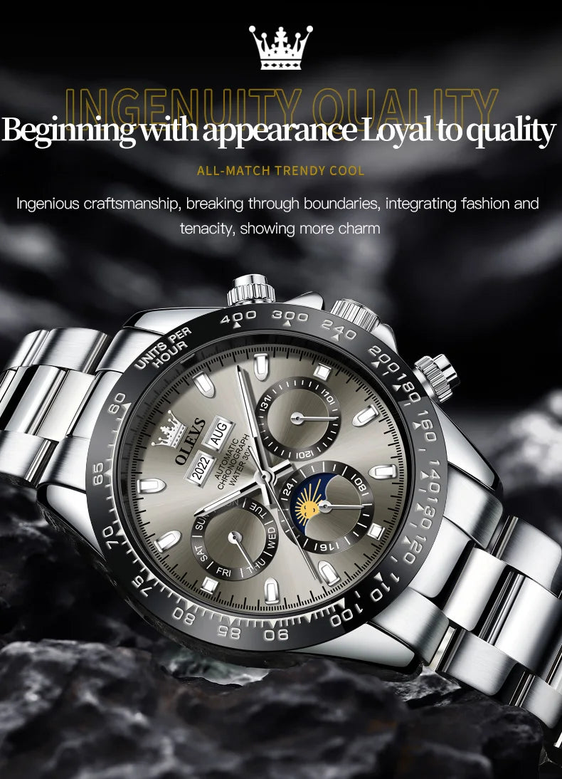 OLEVS Automatic Mechanical Watch – Luxury Chronograph for Business and Sports