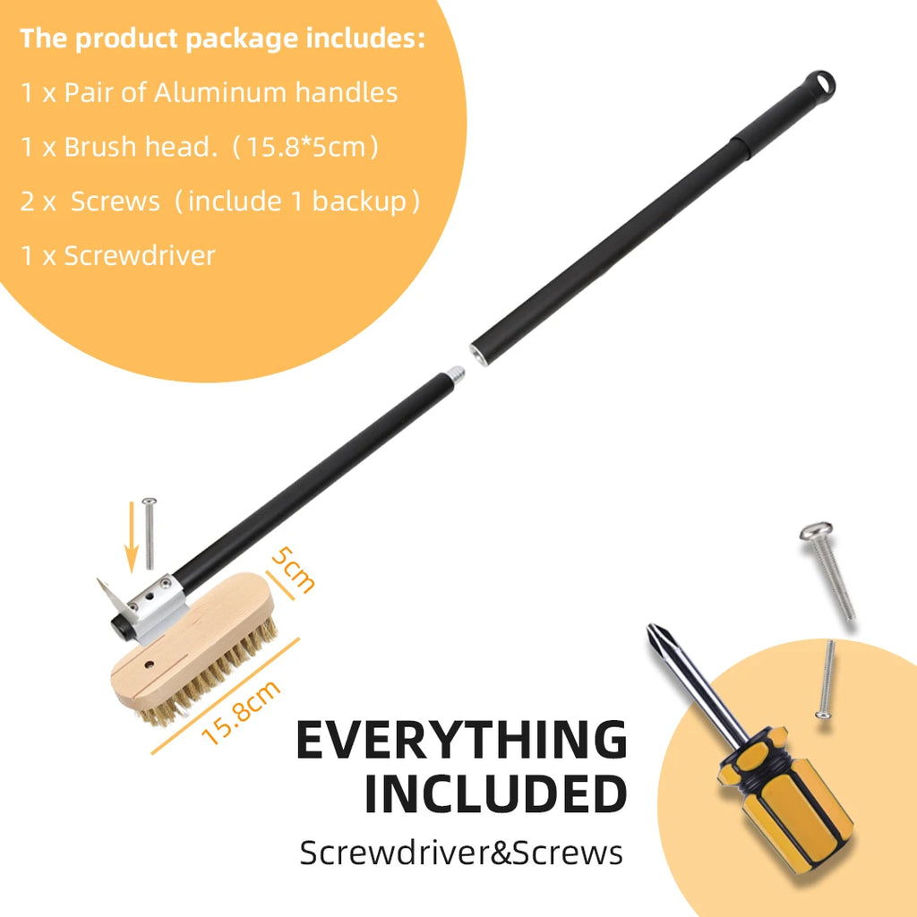 Brass Bristle Pizza Oven Brush – Long Wooden Handle for Kitchen Grill Cleaning