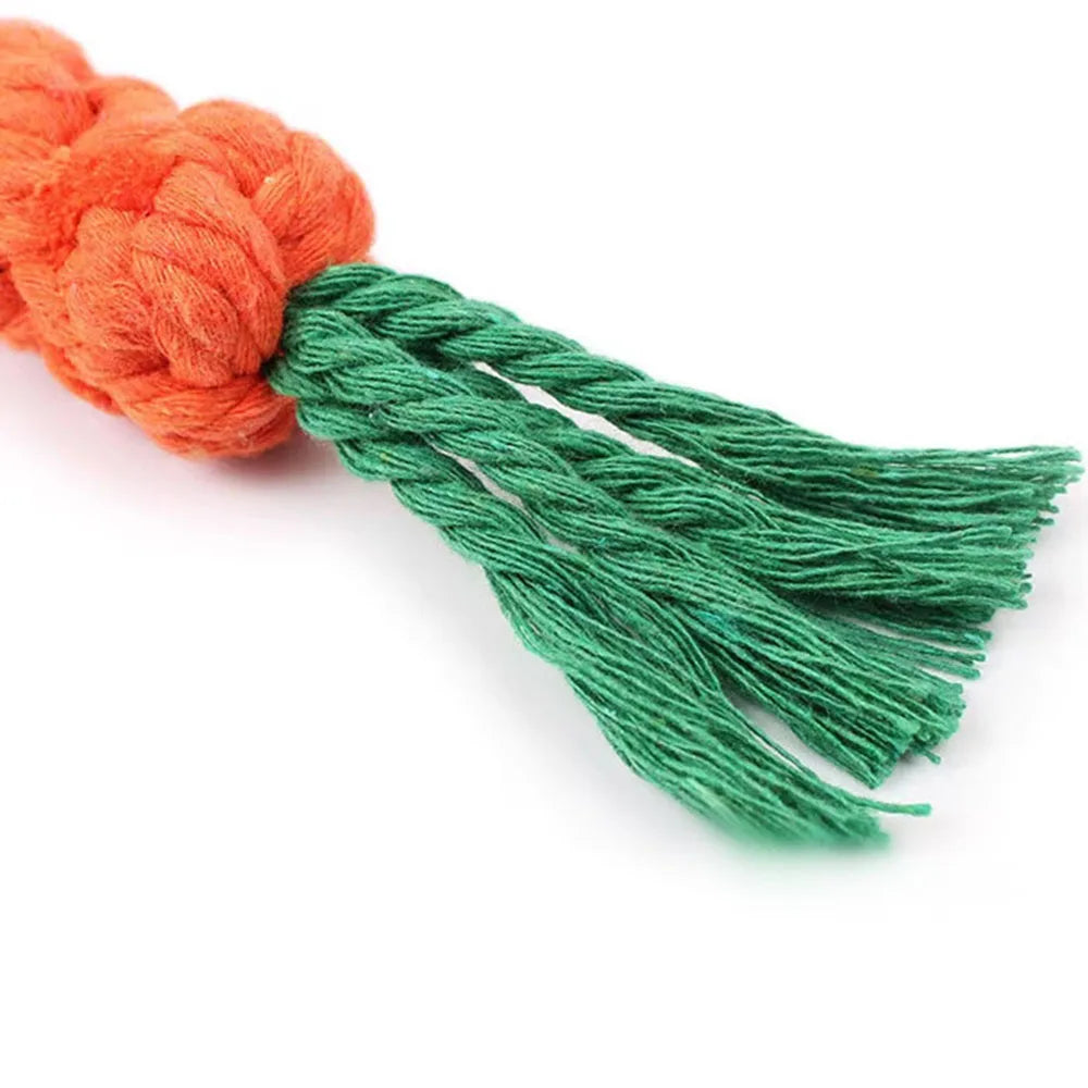 Braided Carrot Cotton Rope – Durable Molar Chew Toy for Puppy Teeth Cleaning