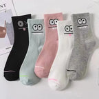 Cute Expression Print Mid Tube Socks – Comfy Cotton Hosiery for Women