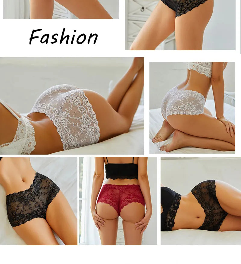 Floral Lace Panties – Sexy V-Waist Breathable Underwear for Women