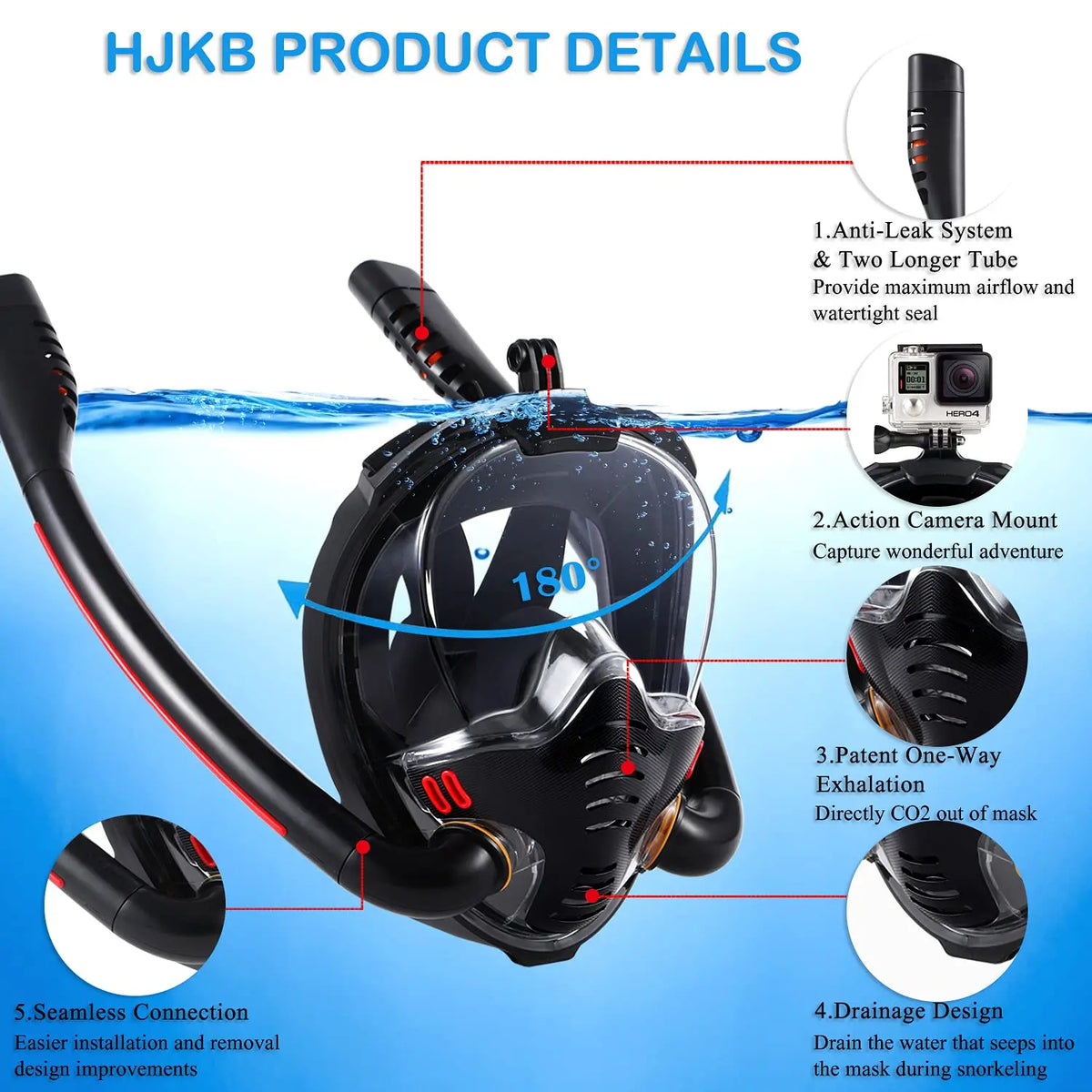 Full Face Snorkeling Mask – Silicone Anti-Fog Diving Gear for Underwater Swimming