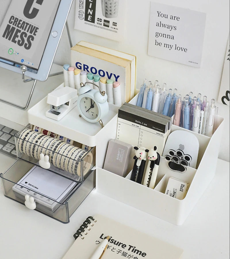 Transparent Cosmetic Organizer – Desktop Storage Drawers for Office Desks