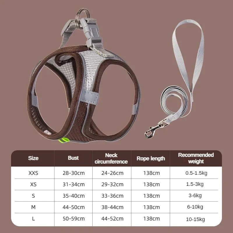 Adjustable Breathable Dog Harness – Safety Vest for Small Pets