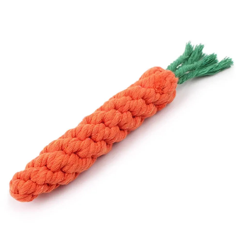 Braided Carrot Cotton Rope – Durable Molar Chew Toy for Puppy Teeth Cleaning