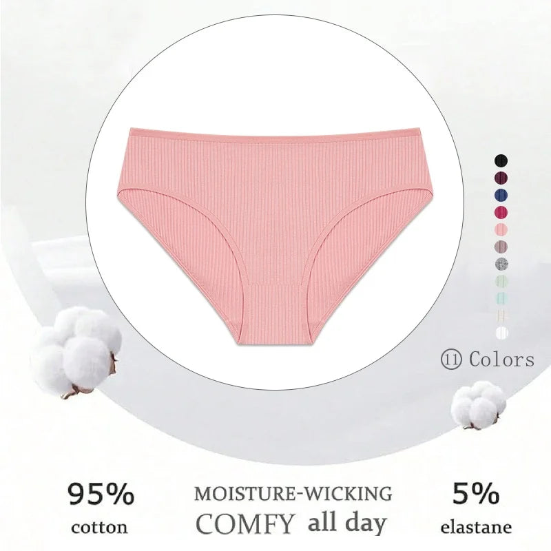 Cotton Briefs – Soft Striped Low Rise Underwear for Women