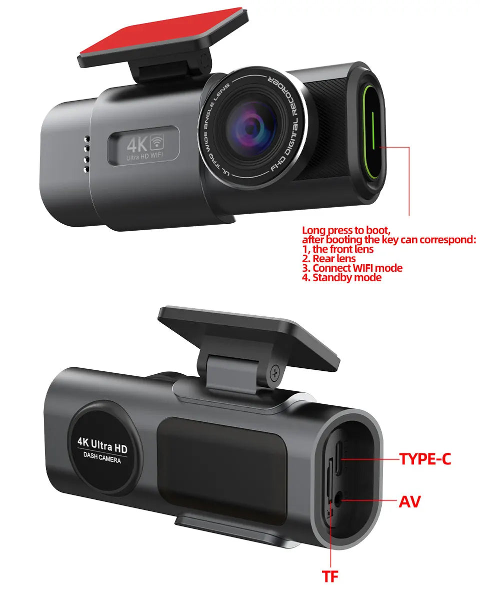 4K WiFi Dash Cam – GPS Night Vision Car DVR for Vehicle Security