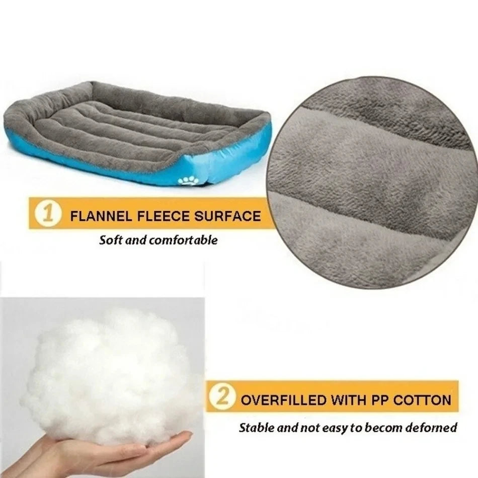 Soft Square Dog Bed – Warm Washable Cushion for Medium to Large Dogs