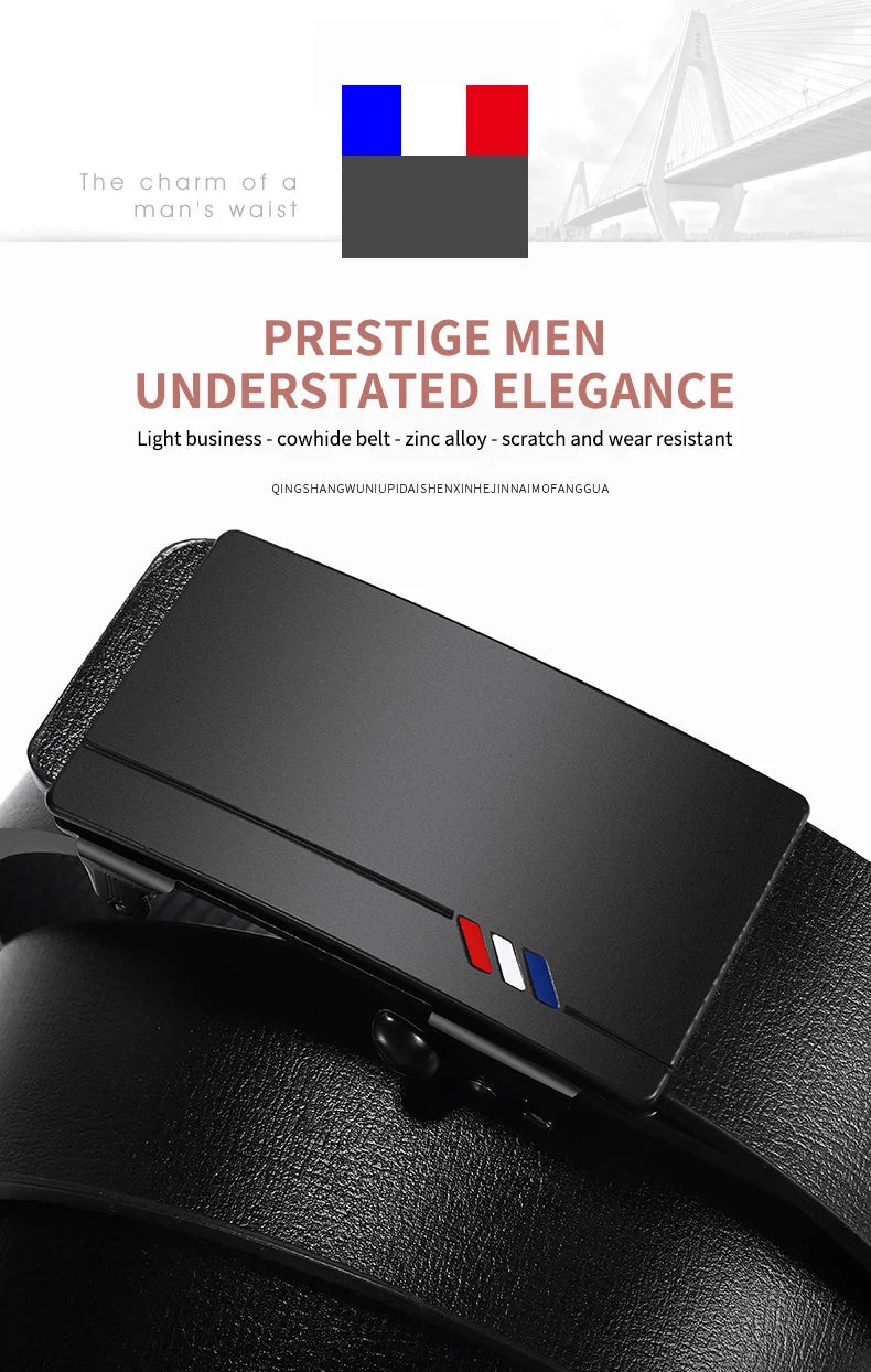 Genuine Leather Automatic Belt – Luxury Metal Buckle Strap for Men