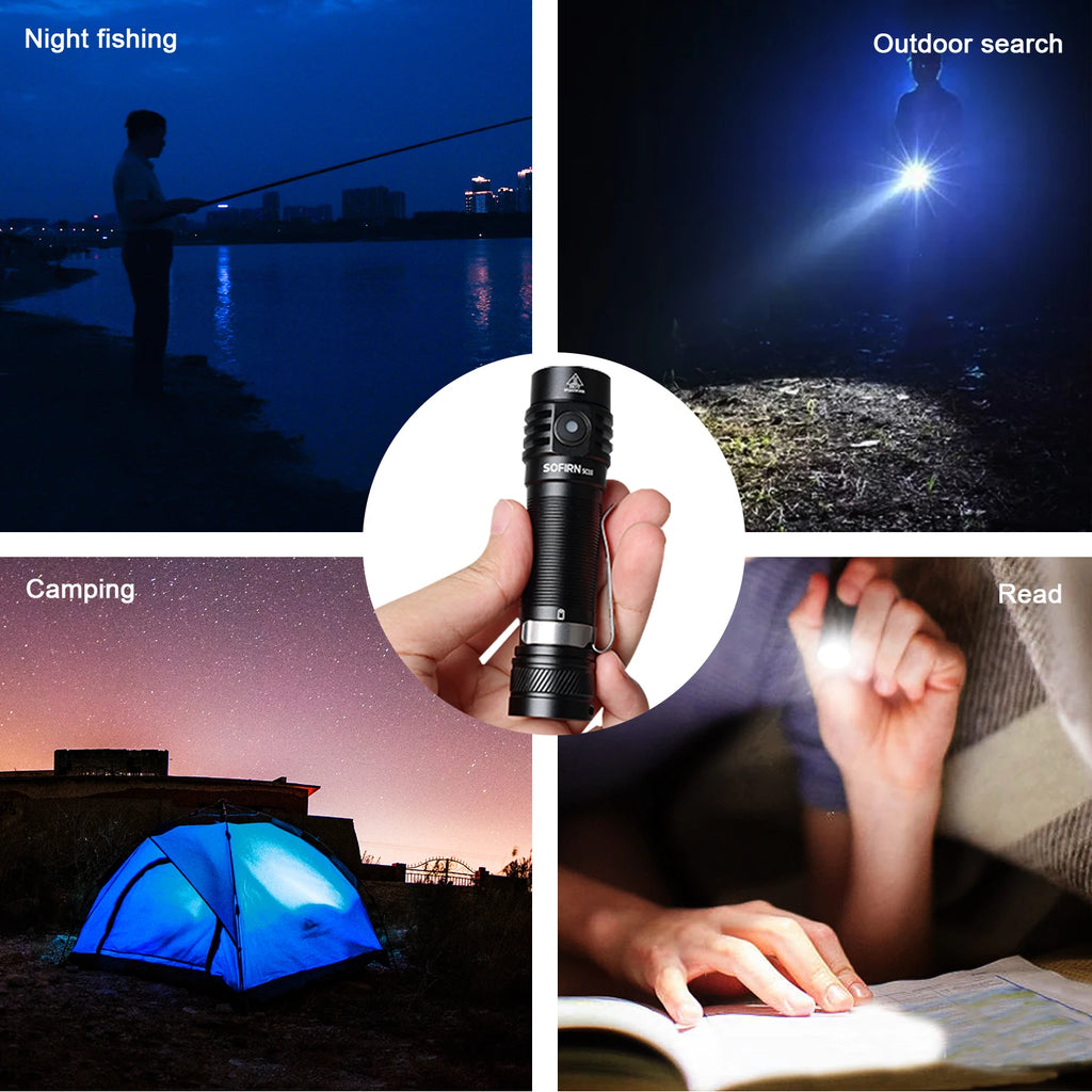 Rechargeable LED Flashlight – 1800lm USB-C Torch for Outdoor Camping Hiking