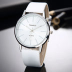 Minimalist Silver Quartz Watch – Elegant Leather Business Accessory for Women