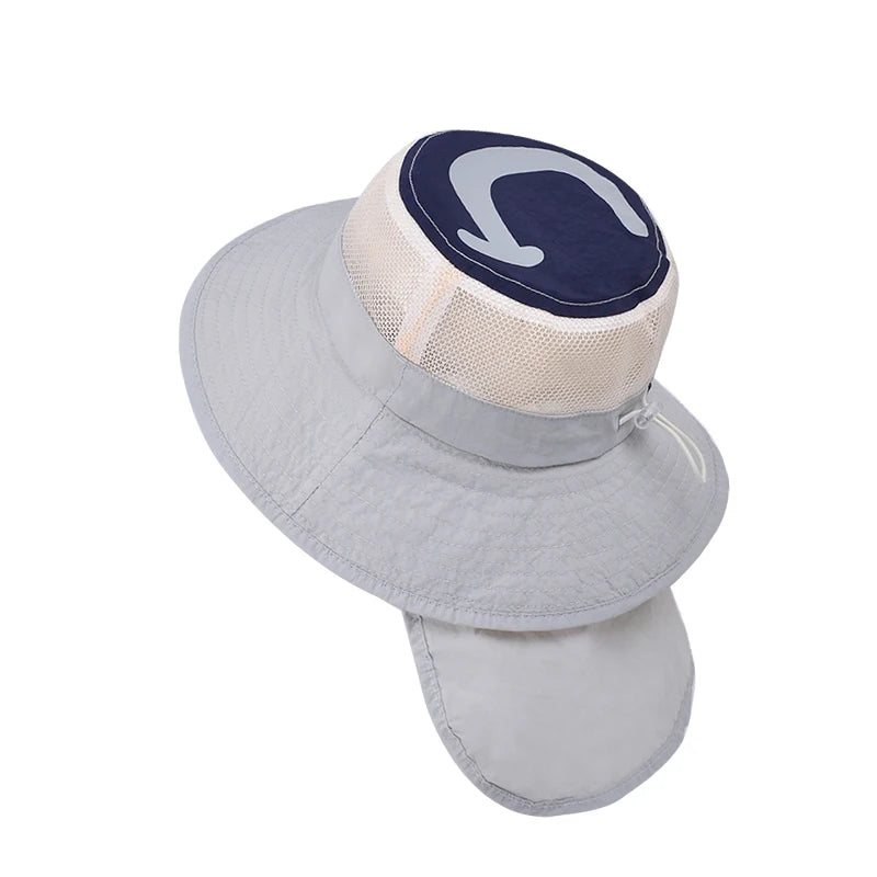 Kids Sunshade Fishing Hat – Breathable Wide Brim Shawl for Outdoor Summer