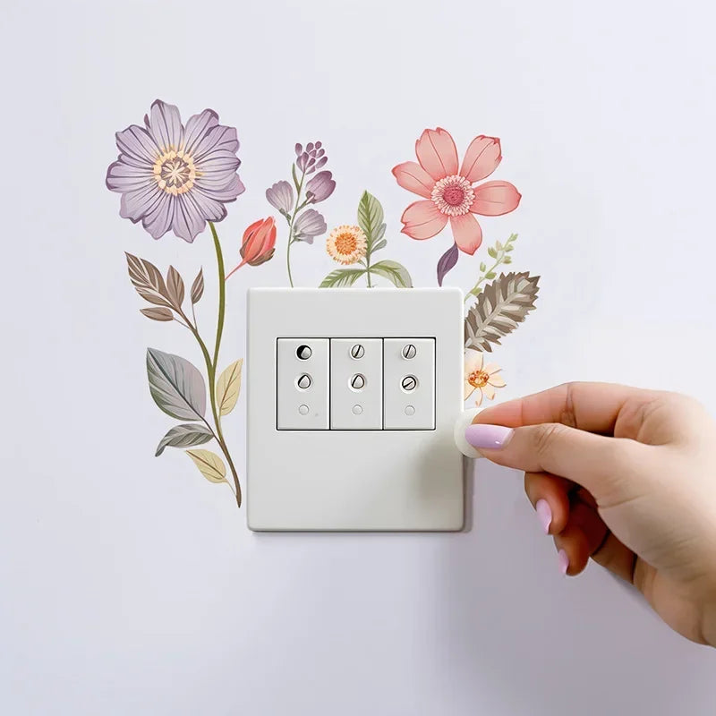 Floral PVC Wall Decal – Removable Waterproof Sticker for Home Decor