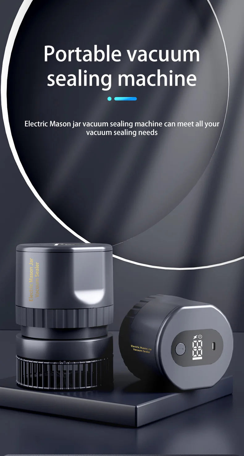 Electric Mason Can Sealer – Portable Vacuum Tool for Kitchen Food Storage
