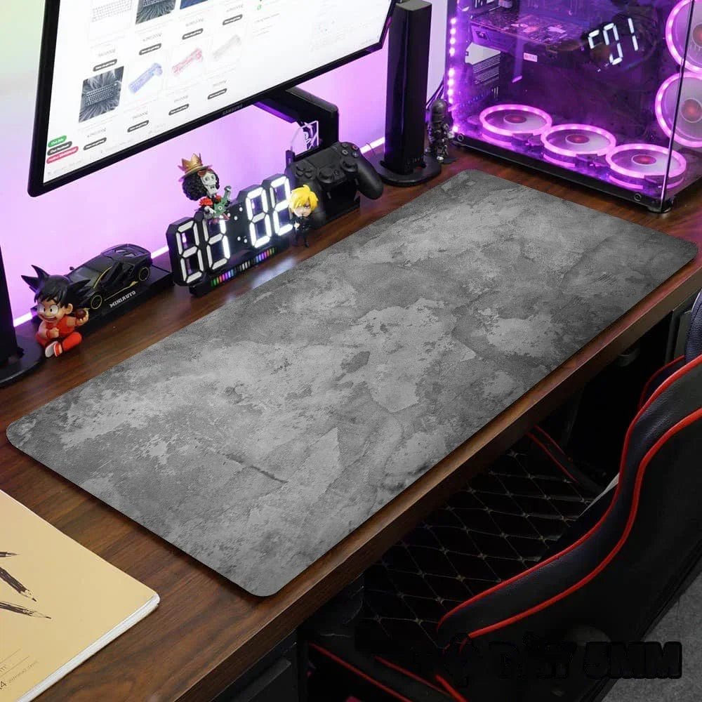 Large Grey Desk Mat – 900x400mm Stitched Edge Mouse Pad for Gaming and Office