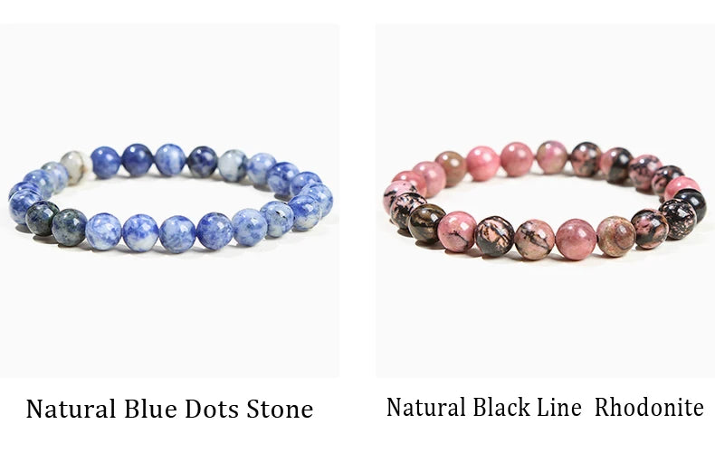 Natural Stone Bead Bracelet – Healing Crystal Gemstone Jewelry for Men and Women