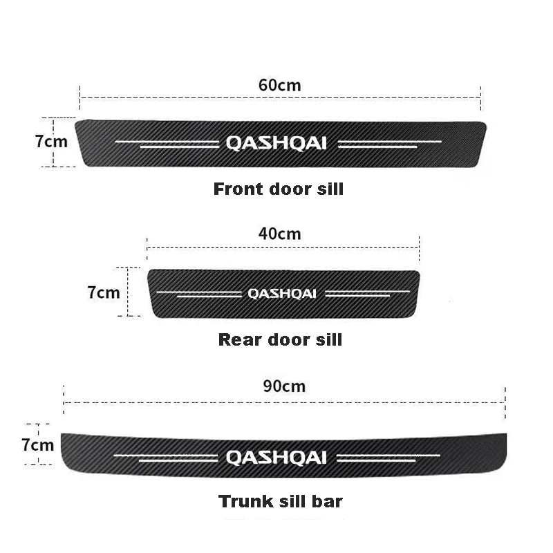 Carbon Fiber Door Threshold Stickers – Protective Scuff Guards for Nissan Qashqai
