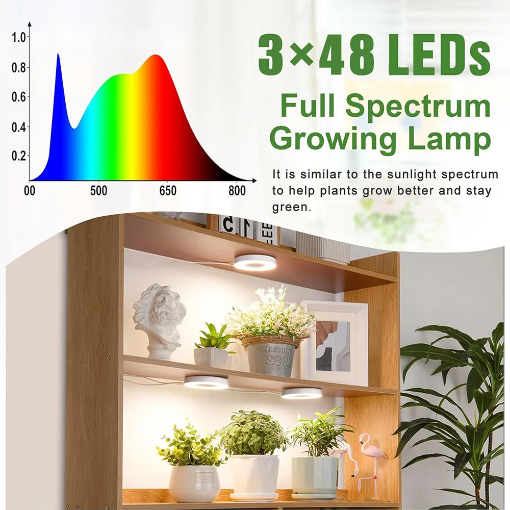 Full Spectrum Halo LED Grow Light – Dimmable Timer Lamp for Indoor Plants