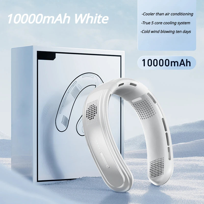 Portable Neck Fan – 10000mAh Rechargeable Silent Cooling for Outdoor Camping