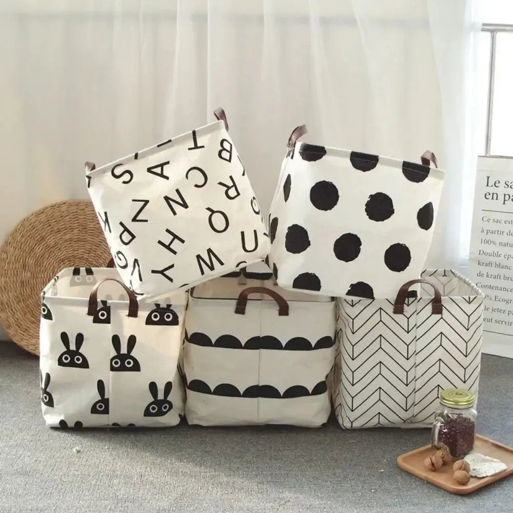 Foldable Cotton Linen Laundry Basket – Large Storage Bin for Home Organization