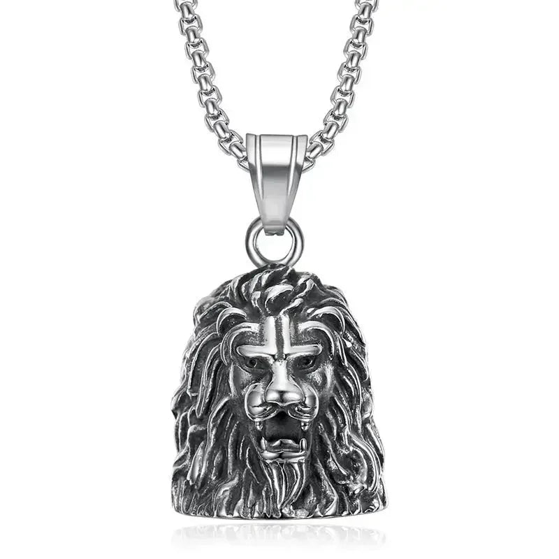 Vintage Jesus Cross Bell Pendant – Religious Biker Necklace for Men