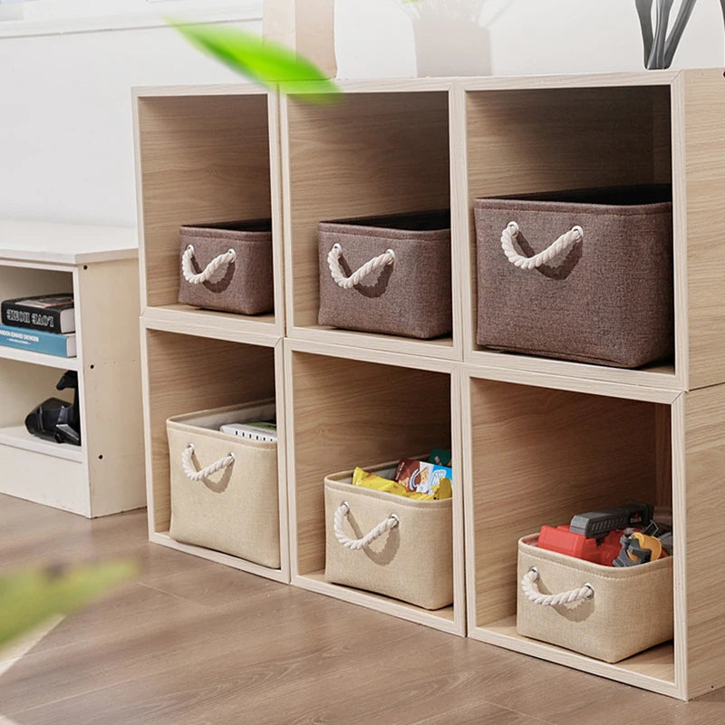 Linen Folding Storage Basket – Fabric Organizer for Wardrobe and Laundry