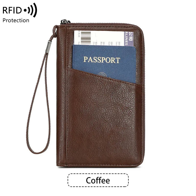 RFID Leather Passport Wallet – Anti-Theft Card Holder for Travel
