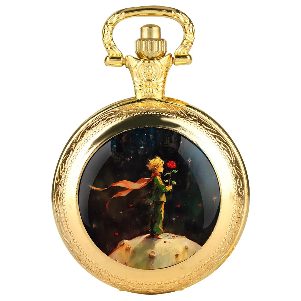 Prince and Rose Pocket Watch – Vintage Pendant Clock for Kids Men and Women