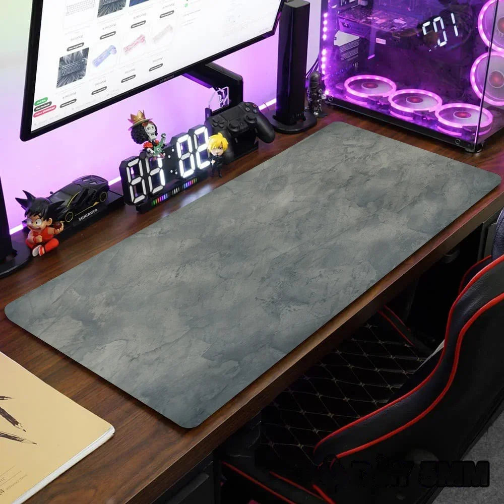 Large Grey Desk Mat – 900x400mm Stitched Edge Mouse Pad for Gaming and Office