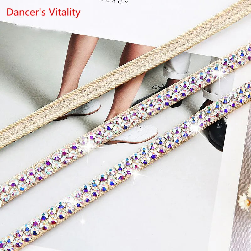 Gold ribbon trims with sparkling crystal rhinestones, ideal for crafts or DIY decoration.