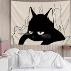 Black Cat Teacup Wall Hanging – Decorative Art for Bedroom Living Room Decor