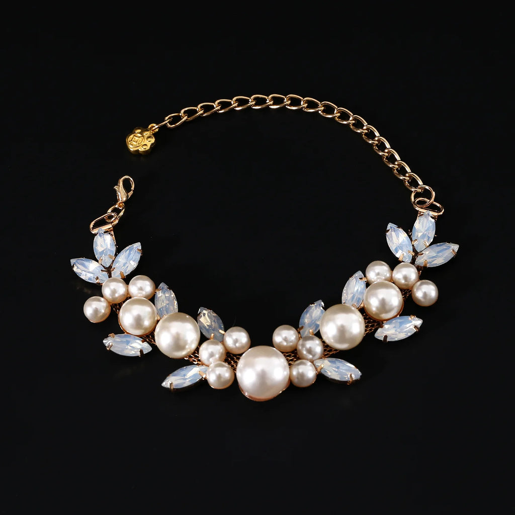 Rhinestone Pearl Pet Collar – Jeweled Dog and Cat Necklace for Weddings