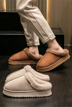 Fluffy Fur-Lined Slippers – Anti-Slip Thick Sole Winter Shoes for Indoor Home Use
