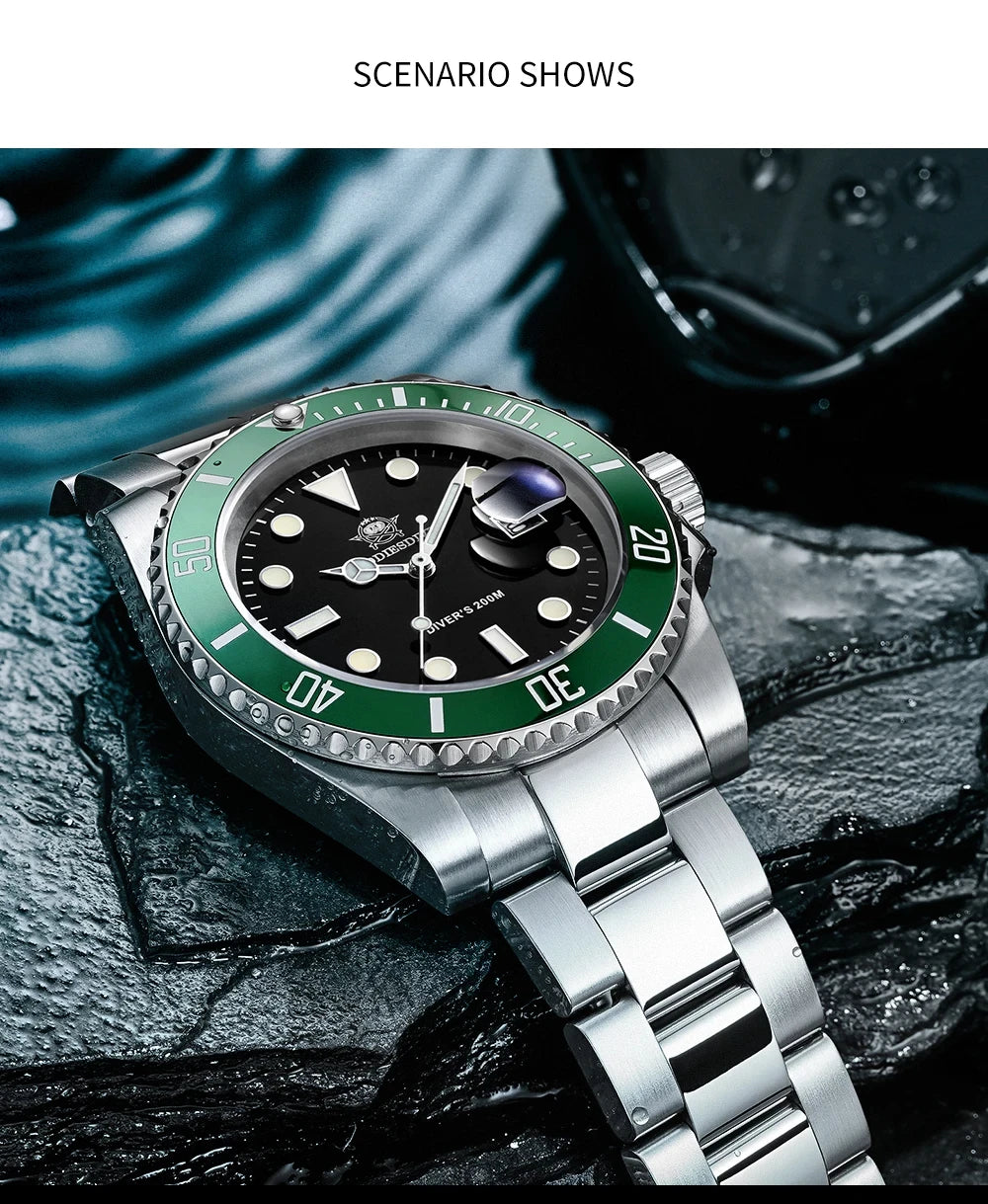 ADDIESDIVE Quartz Dive Watch – Stainless Steel Ceramic Bezel for Scuba Diving