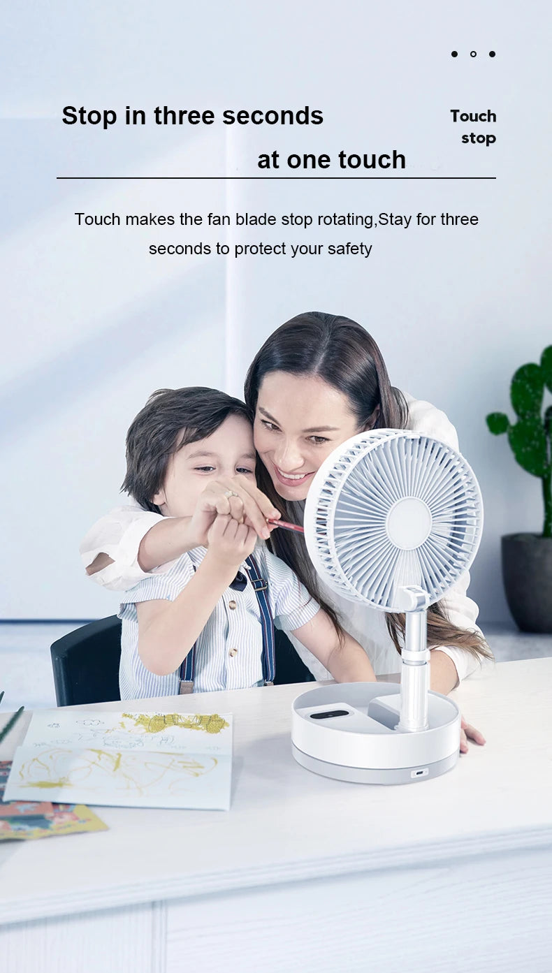 Folding Portable Desk Fan – 10800mAh Rechargeable Air Cooler for Camping